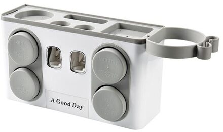 Muur Gemonteerde Tandenborstelhouder Tandpasta Tube Squeezer Tandpasta Houder Tandpasta Dispenser Badkamer Accessoires Badkamer Set grijs