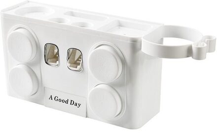 Muur Gemonteerde Tandenborstelhouder Tandpasta Tube Squeezer Tandpasta Houder Tandpasta Dispenser Badkamer Accessoires Badkamer Set wit