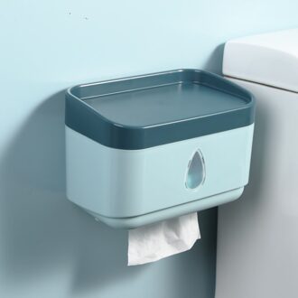 Muur Gemonteerde Toiletpapier Handdoekenrek Gratis Geperforeerde Pompen Papier Huishoudelijke Opslag Wc Wc Papier Doos, Papier Doos Blauw