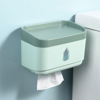 Muur Gemonteerde Toiletpapier Handdoekenrek Gratis Geperforeerde Pompen Papier Huishoudelijke Opslag Wc Wc Papier Doos, Papier Doos Licht Groen