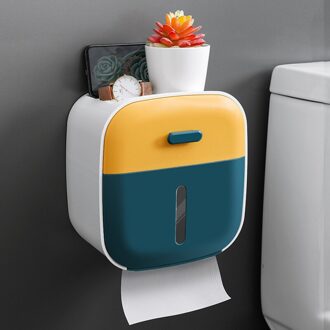 Muur Gemonteerde Toiletrolhouder Dragende Toiletpapier Dispenser Waterdichte Papier Opslag Thuis Badkamer Accessoires diep blauw