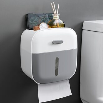 Muur Gemonteerde Toiletrolhouder Dragende Toiletpapier Dispenser Waterdichte Papier Opslag Thuis Badkamer Accessoires licht grijs