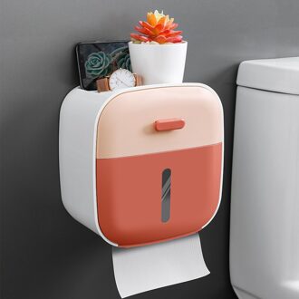 Muur Gemonteerde Toiletrolhouder Dragende Toiletpapier Dispenser Waterdichte Papier Opslag Thuis Badkamer Accessoires Roze