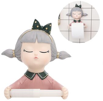 Muur Gemonteerde Toiletrolhouder Leuke Meisje Cartoon Vorm Papier Roll Tissue Holder Met Montage Accessoires Voor Badkamer Keuken