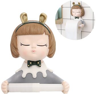 Muur Gemonteerde Toiletrolhouder Leuke Meisje Cartoon Vorm Papier Roll Tissue Holder Met Montage Accessoires Voor Badkamer Keuken