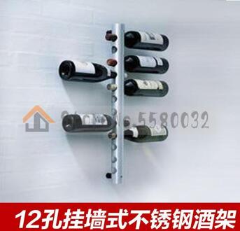 Muur Gemonteerde Wijnrek Roestvrij Stalen Kolom Wijnrek Wijnrek Muur Opknoping Creatieve Bar Wijnrek Woondecoratie 12 Holes