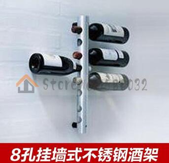 Muur Gemonteerde Wijnrek Roestvrij Stalen Kolom Wijnrek Wijnrek Muur Opknoping Creatieve Bar Wijnrek Woondecoratie 8 Holes