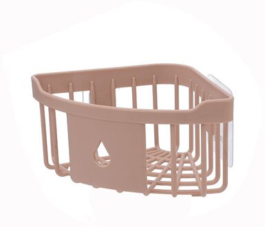 Muur Gemonteerde Zelfklevende Driehoek Rack Douche Toiletartikelen Gratis Ponsen Badkamer Keuken Accessoires Drainage Opslag Plank roze