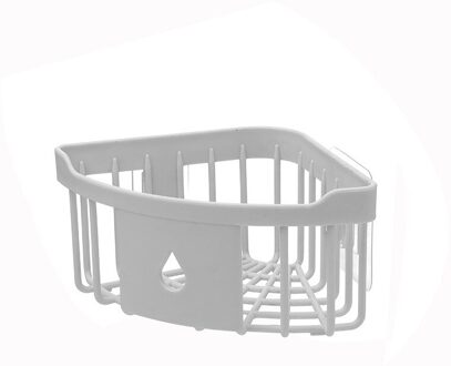 Muur Gemonteerde Zelfklevende Driehoek Rack Douche Toiletartikelen Gratis Ponsen Badkamer Keuken Accessoires Drainage Opslag Plank wit