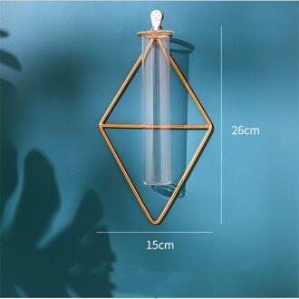 Muur Opknoping Glazen Reageerbuis Vaas Helder Hydrocultuur Pot Container Bloem Fles Shop Home Decoratie Ornament Gratis Punch Diamond