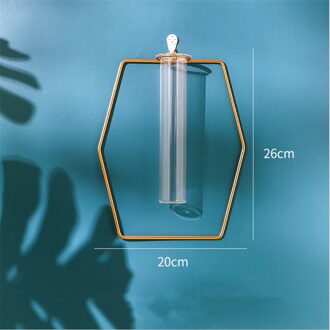 Muur Opknoping Glazen Reageerbuis Vaas Helder Hydrocultuur Pot Container Bloem Fles Shop Home Decoratie Ornament Gratis Punch Hexagonal