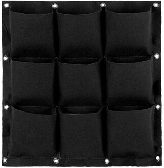 Muur Opknoping Planten Zakken 2/3/4/6/9 Zakken Groen Grow Bag Planter Verticale Groente Living Garden zak Tuin Decor #4 9 pocket zwart