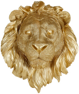 Muur ornament Leeuw - goud - hars - 27 x 15 x 33 cm - decoratieve leeuwenkop