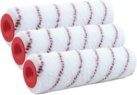 Muur vacht anti spat verfroller - 3x - polyester - geweven - pluisvrij - 7,2 x 18 cm