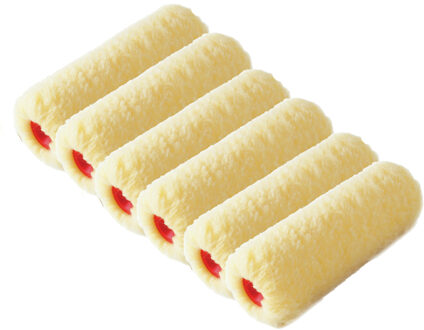 Muur vacht verfroller - 6x - polyester - 9,6 x 25 cm - Verfspullen - Schilderen