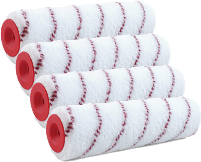 Muur verfroller - 4x - anti spat - vacht - polyester - geweven - pluisvrij - 7,2 x 18 cm