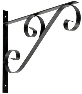 Muurhaak/plantenhaak voor bloempotten/plantenpotten - zwart - metaal - 30 x 2 x 25 cm - Plantenbakhaken