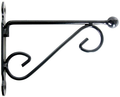 Muurhaken met dubbele sierkrul 20 x 16 cm - metaal - hanging basket haak - Plantenbakhaken Zwart