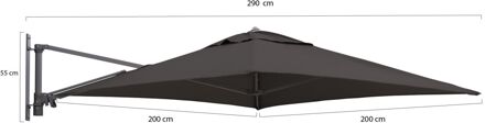 muurparasol 200x200cm - Laagste prijsgarantie! Zwart