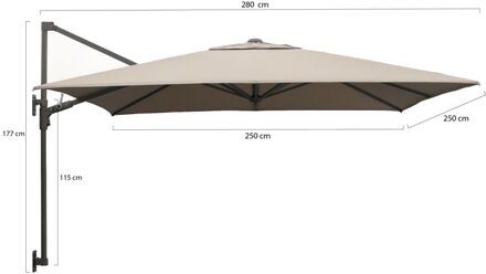 muurparasol 250x250cm - Laagste prijsgarantie! Taupe