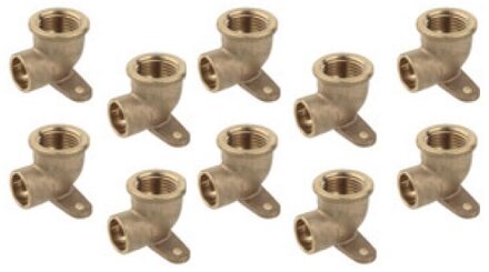 Muurplaat hoek van rood messing, blank, 15 mm x 1/2"IT, 1 socket (4472g) (10x) - 989128655