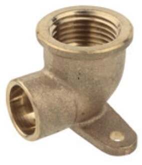 Muurplaat met hoek van rood messing, blank, 22 mm x 3/4"IT, 1 socket (4472g) - 989124055