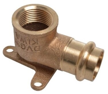 Muurplaat met hoek van rood messing, blank, 22 mm x 3/4"IT, 1 socket, (P4471g) - 988626455