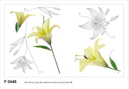 Muursticker Bloemen Geel En Groen - 65 X 85 Cm - 600330