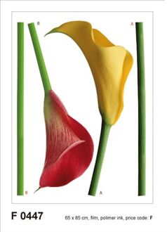 Muursticker Bloemen Groen, Geel En Rood - 65 X 85 Cm - 600255