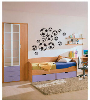 Muursticker Voetballen (set van 14 stuks) - zwart velours