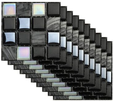 Muurstickers 10Pcs Zelfklevende Badkamer Keuken Decor Thuis Muur 3D Tegel Sticker Badkamer Muur Sticker Decor Muursticker #2440 zwart