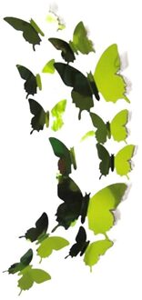 Muurstickers Decal Vlinders 3D Spiegel Wall Art Thuis Decors voor woonkamer, slaapkamer, keuken, toilet, en Feestelijke bruiloft decora Groen