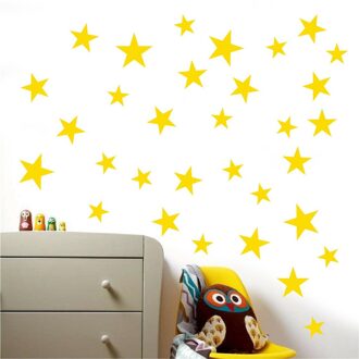 Muurstickers Gemengde Grootte Sterren Muurstickers Kid Decal Art Nursery Slaapkamer Vinyl Decoratie Sterren Muurstickers Voor Kinderen Kamers geel