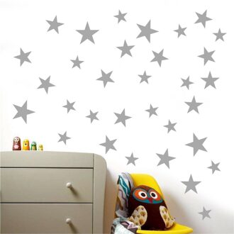 Muurstickers Gemengde Grootte Sterren Muurstickers Kid Decal Art Nursery Slaapkamer Vinyl Decoratie Sterren Muurstickers Voor Kinderen Kamers grijs