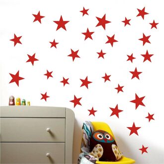 Muurstickers Gemengde Grootte Sterren Muurstickers Kid Decal Art Nursery Slaapkamer Vinyl Decoratie Sterren Muurstickers Voor Kinderen Kamers rood