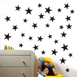 Muurstickers Gemengde Grootte Sterren Muurstickers Kid Decal Art Nursery Slaapkamer Vinyl Decoratie Sterren Muurstickers Voor Kinderen Kamers zwart