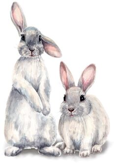 Muurstickers Twee Schattige Konijn Kinderen Slaapkamer Verwijderbare Pvc Achtergrond Behang Decoratie