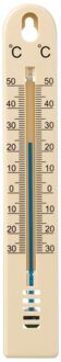 Muurthermometer kunststof beige 17x2,5x0,5cm Wit