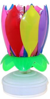 Muziek Kaars Dubbele Bloesems Verjaardagstaart Platte Draaiende Elektronische Verjaardagstaart Kaarsen Festival Party Decor Kaars