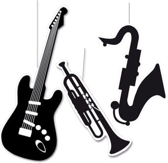 Muziek thema hangdecoraties - versiering set - 6-delig - Muziek instrumenten - Feestartikelen