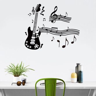 Muzieknoten Gitaar Vinyl Muurstickers Woonkamer Decals Nursery Home Decor Verwijderbare Behang Muurschilderingen