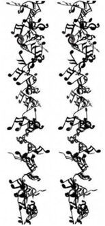 Muzieknoten hangdecoratie - 2x stuks - zwart - 7,5 meter - muziek thema versiering