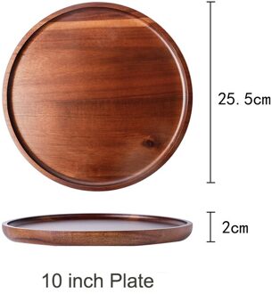 Muzity Ronde Massief Houten Plaat Dessert Diner Plaat Houten Schotel Thee Dienblad Hele Acacia Hout Servies Set 10 duim ronde plate