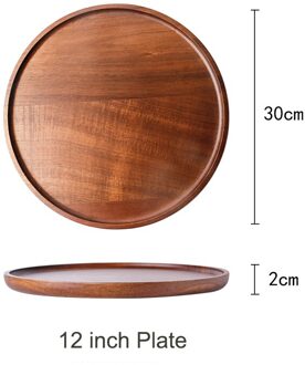 Muzity Ronde Massief Houten Plaat Dessert Diner Plaat Houten Schotel Thee Dienblad Hele Acacia Hout Servies Set 12 duim ronde plate