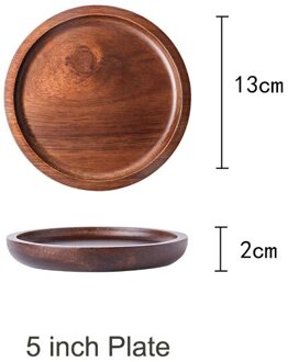 Muzity Ronde Massief Houten Plaat Dessert Diner Plaat Houten Schotel Thee Dienblad Hele Acacia Hout Servies Set 5 duim ronde plate