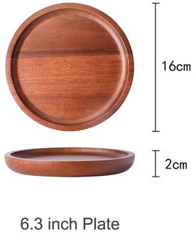 Muzity Ronde Massief Houten Plaat Dessert Diner Plaat Houten Schotel Thee Dienblad Hele Acacia Hout Servies Set 6.3 duim ronde plate