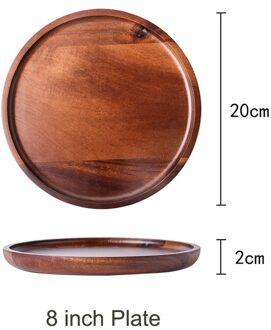 Muzity Ronde Massief Houten Plaat Dessert Diner Plaat Houten Schotel Thee Dienblad Hele Acacia Hout Servies Set 8 duim ronde plate