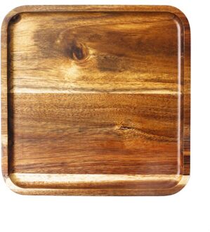 Muzity Vierkante Massief Houten Plaat Dessert Taart Plaat Houten Schotel Thee Dienblad Hele Acacia Hout Servies Set plein plate
