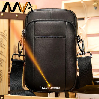 MVA Engrave Men Bag Shoulder Genuine Leather Man Bags Fashion Casual Crossbody Bags Men Handbag Small Flap Bag For Man New 8848