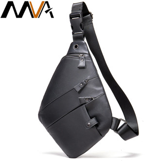 MVA Fashion Chest Bag For Men Leather Crossbody Sling Bags For Mens Casual Men Shoulder Bags Chest Waist Pack Engrave New 7360